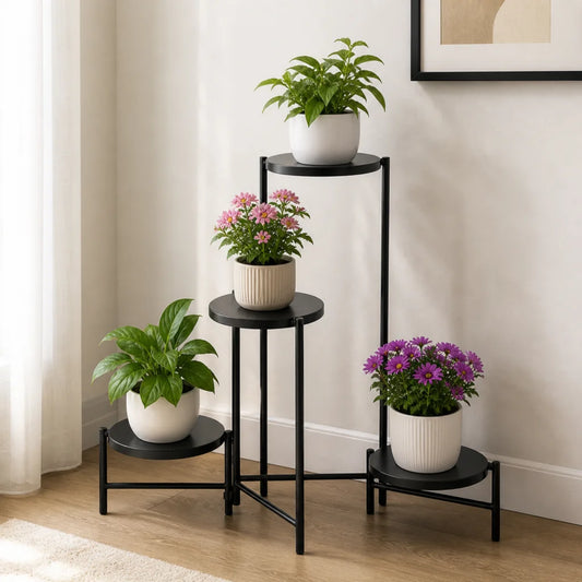 Suport pentru Plante cu 4 Niveluri 60x43x60 cm Negru - MAXY