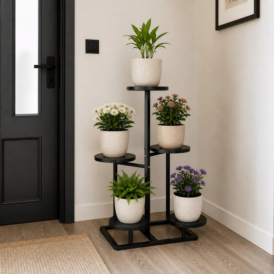 Suport pentru Plante cu 5 Niveluri 47 x 47 x 80 cm Negru - MAXY
