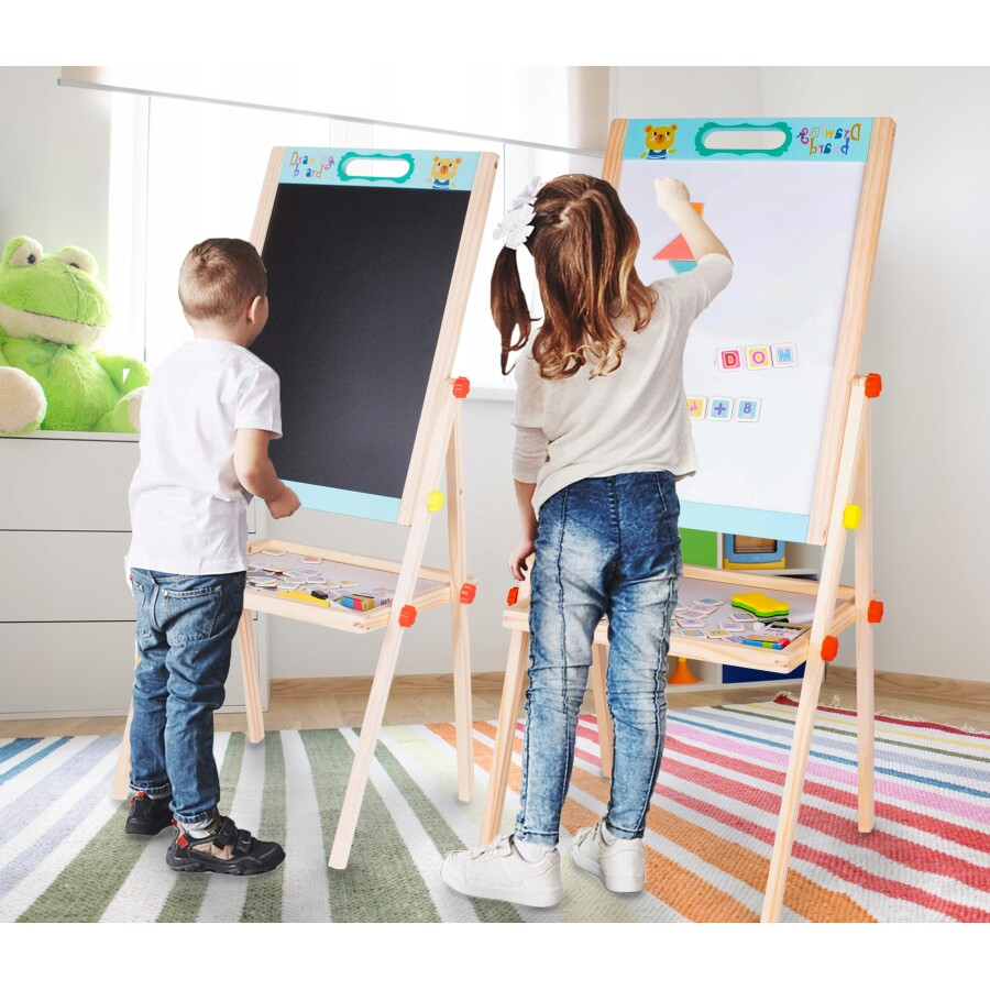 Tablă Educativă din Lemn pentru Copii, Magnetică, 38 x 35 x 85 cm - MAXY