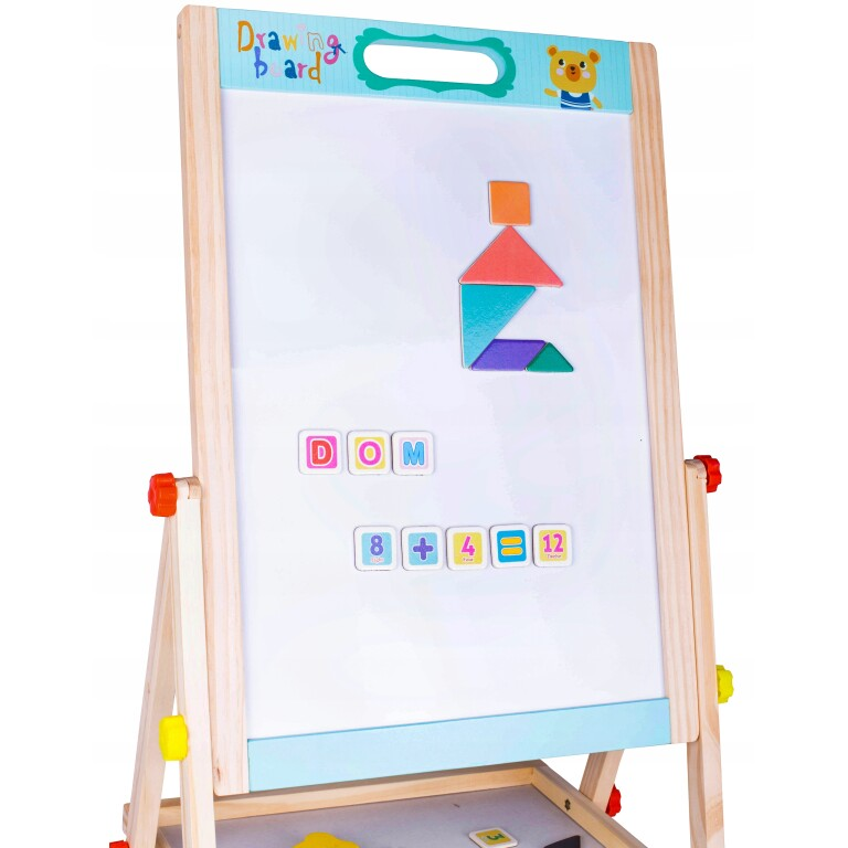 Tablă Educativă din Lemn pentru Copii, Magnetică, 38 x 35 x 85 cm - MAXY