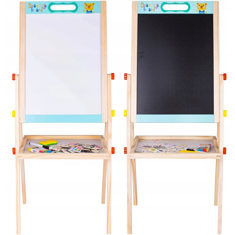Tablă Educativă din Lemn pentru Copii, Magnetică, 38 x 35 x 85 cm - MAXY