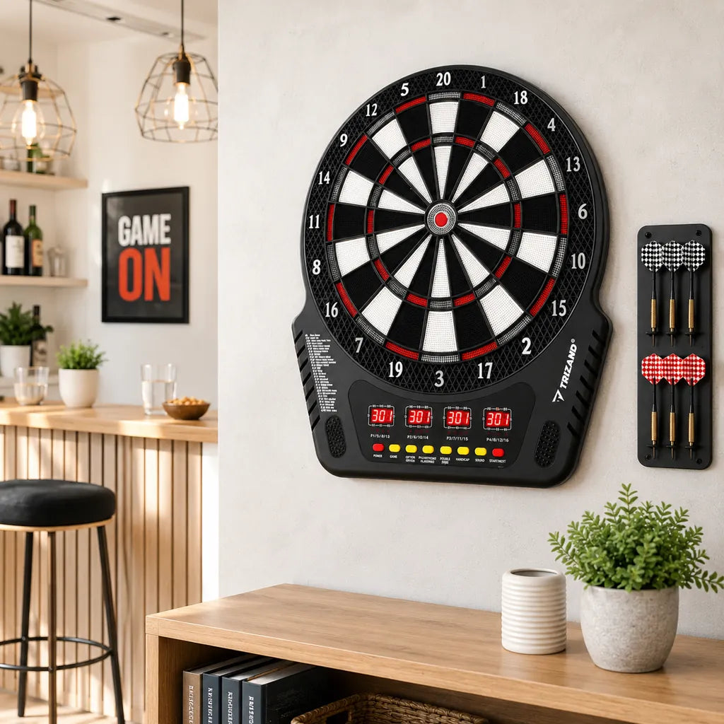 Tablă Darts Electronică cu Scor Automat, 6 Sageti, 27 Jocuri - MAXY