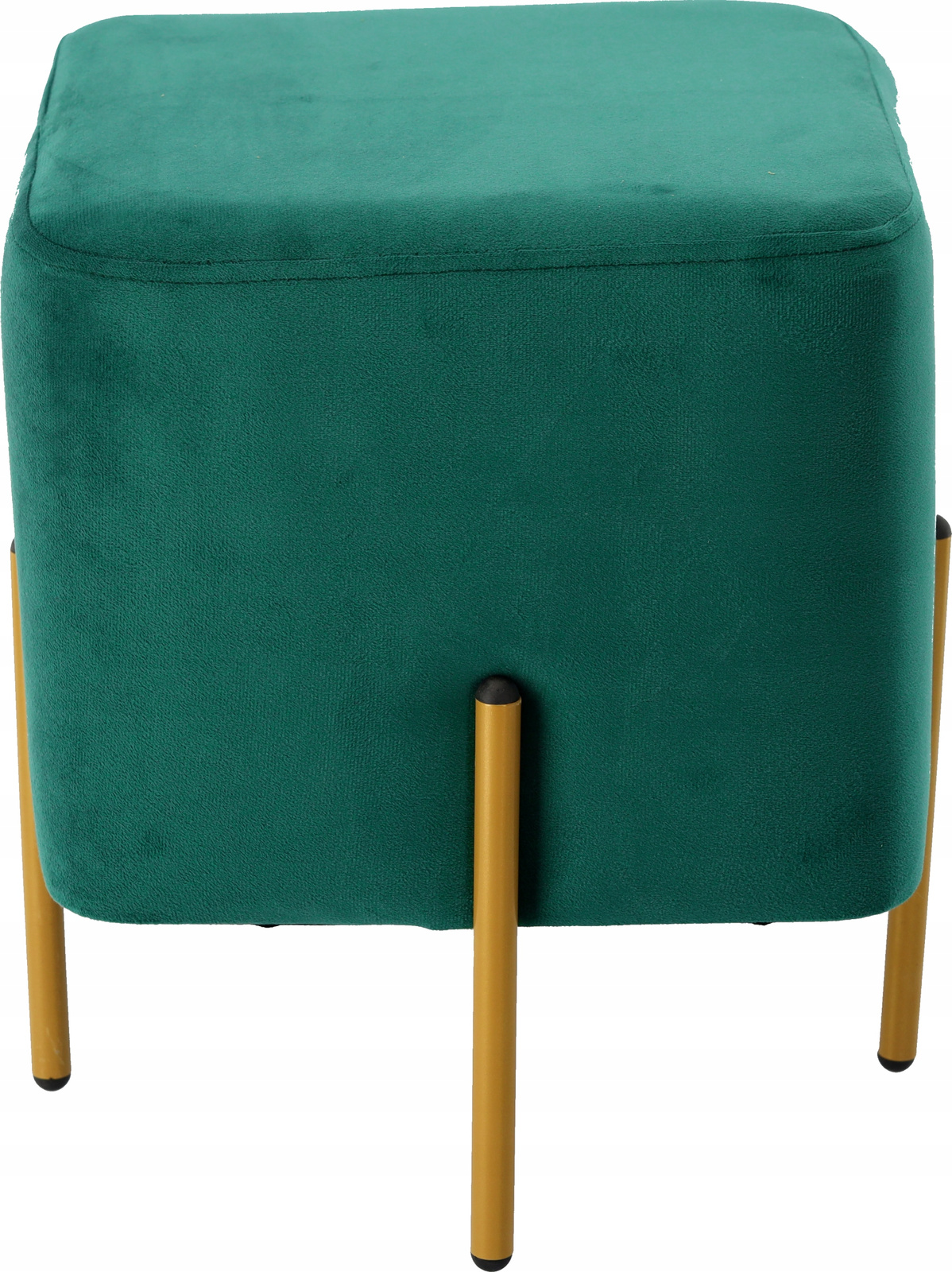 Taburet Pătrat din Catifea cu Picioare Metalice Aurii, 35x35x40cm,  Verde Închis
