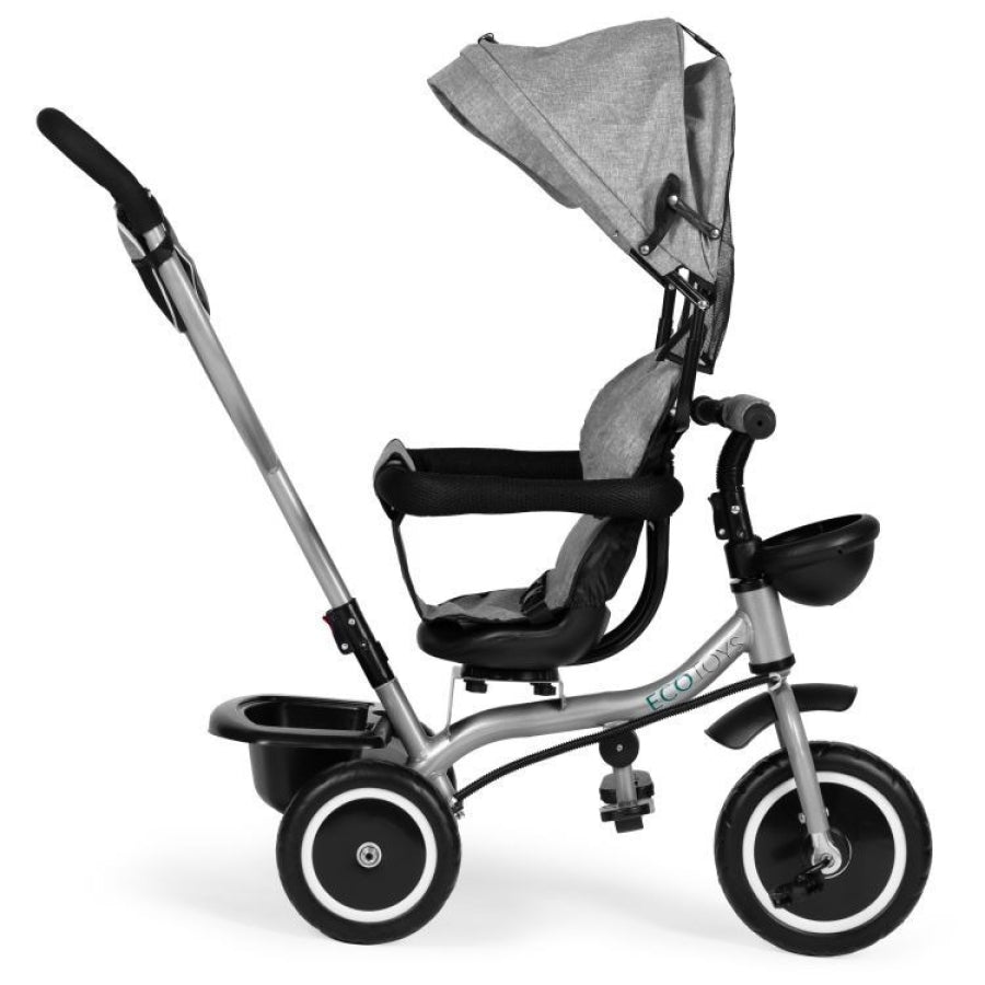 Tricicletă pentru Copii 2 în 1 cu Scaun Rotativ 360° , Gri - MAXY