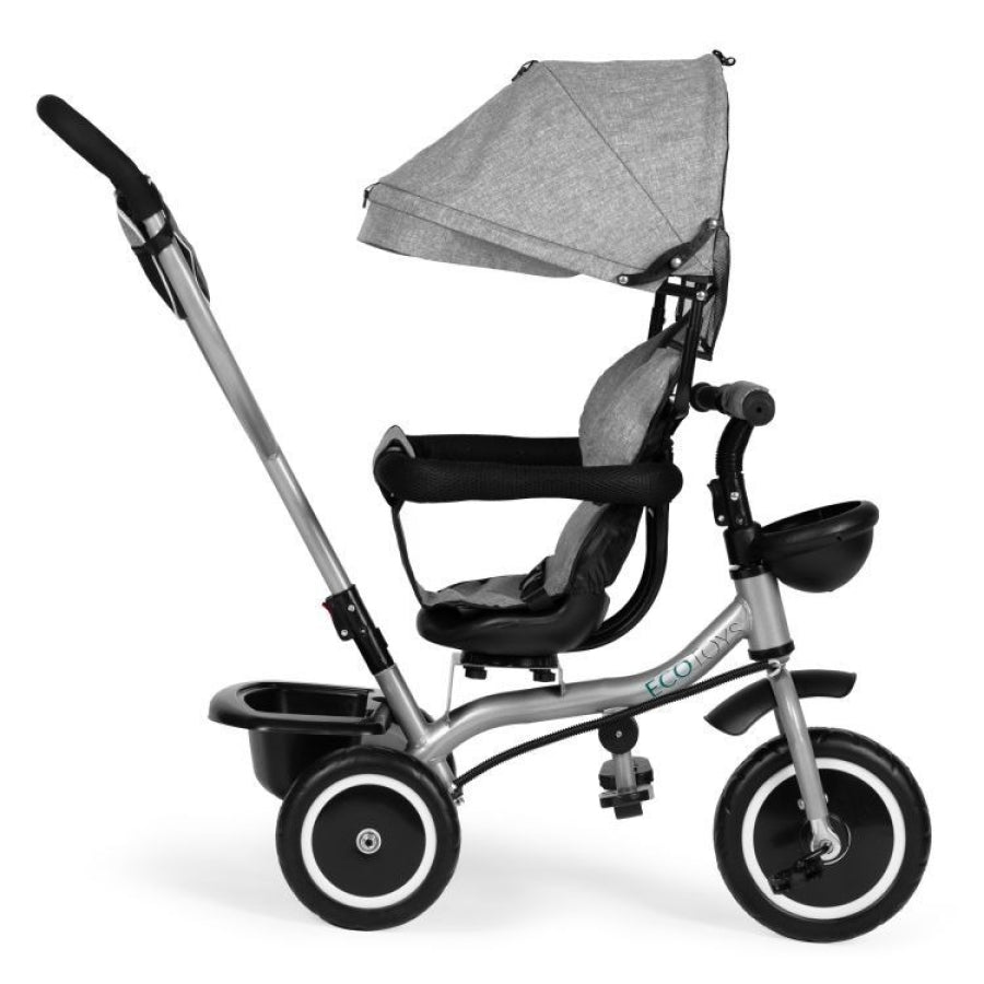 Tricicletă pentru Copii 2 în 1 cu Scaun Rotativ 360° , Gri - MAXY