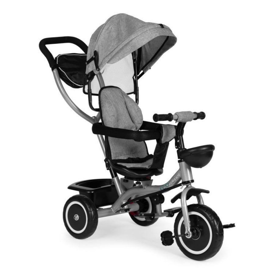 Tricicletă pentru Copii 2 în 1 cu Scaun Rotativ 360° , Gri - MAXY