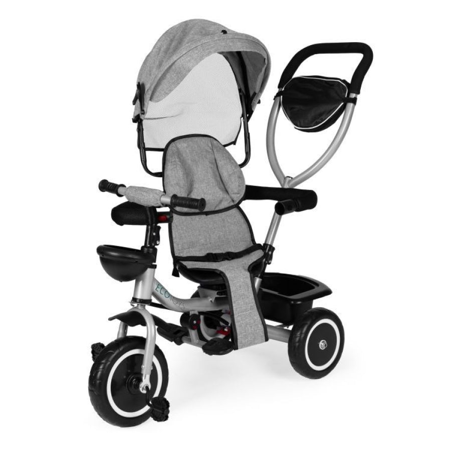 Tricicletă pentru Copii 2 în 1 cu Scaun Rotativ 360° , Gri - MAXY