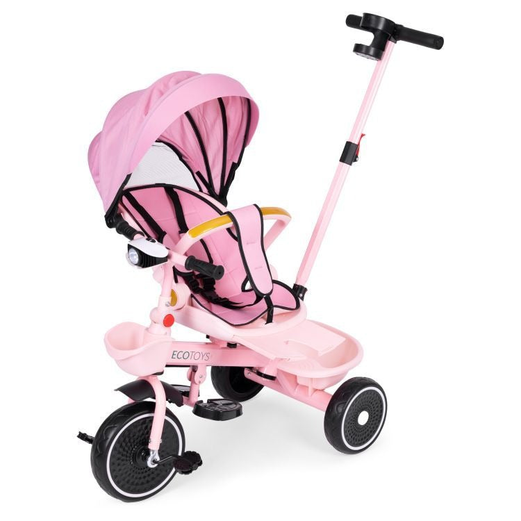 Tricicletă pentru Copii 2 în 1 cu Scaun Rotativ 360° , Roz - MAXY