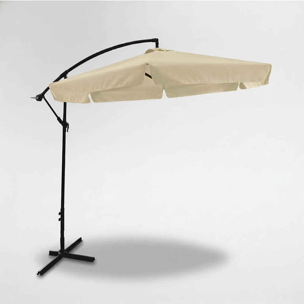 Umbrelă de Grădină Tip Banana 3 m GardenLine, cu Husă de Protecție, Bej - MAXY