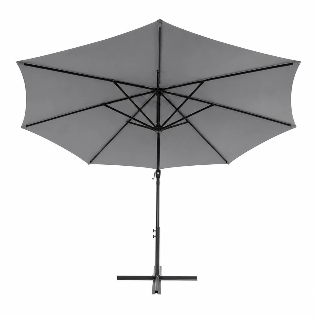 Umbrela De Gradina Pliabila cu Brat Lateral Ø300 cm, Gri - MAXY