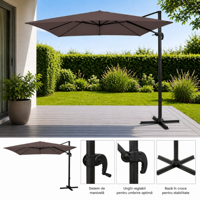 Umbrelă de Grădină Mini Roma 250x250 cm Maro - MAXY