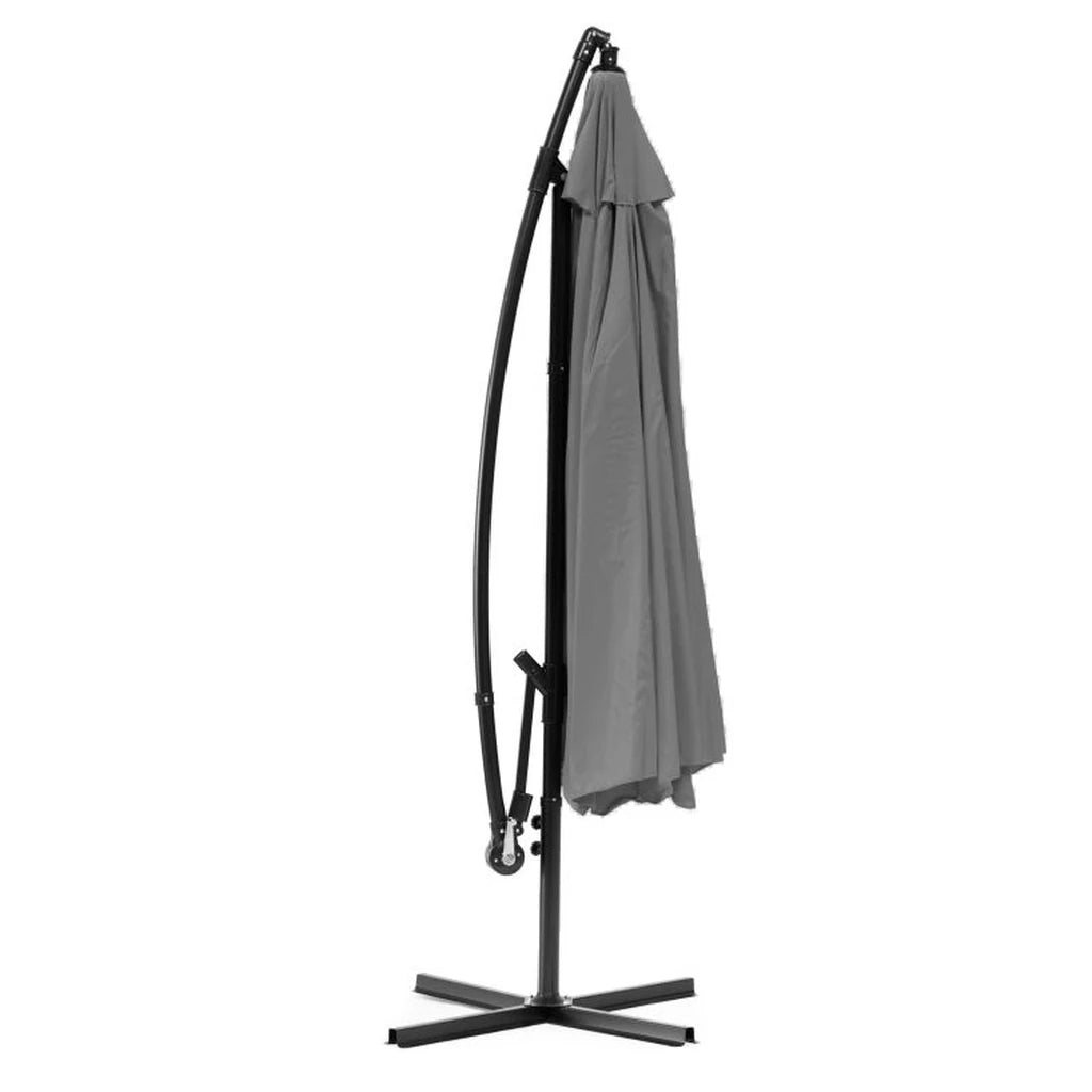 Umbrela De Gradina Pliabila cu Brat Lateral Ø300 cm, Gri - MAXY