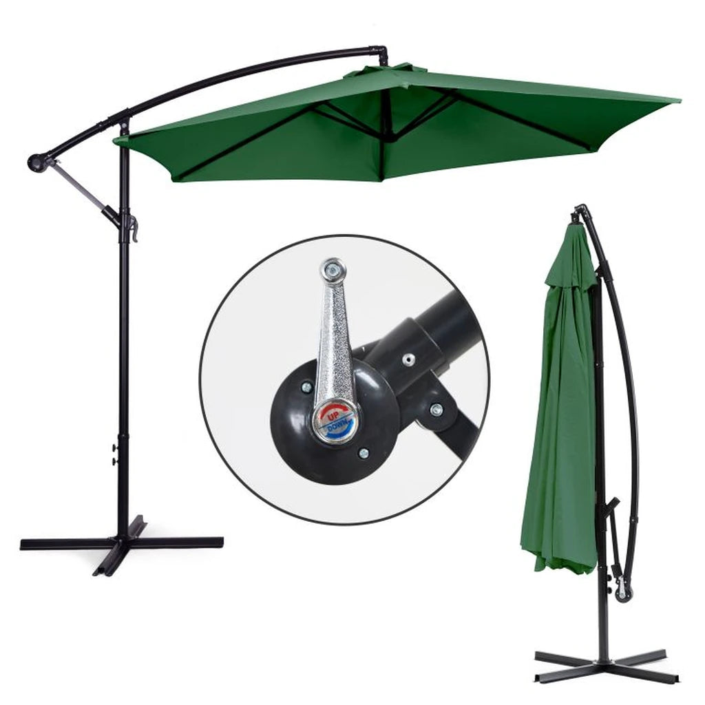 Umbrela De Gradina Pliabila cu Brat Lateral 300 cm, Verde Inchis - MAXY