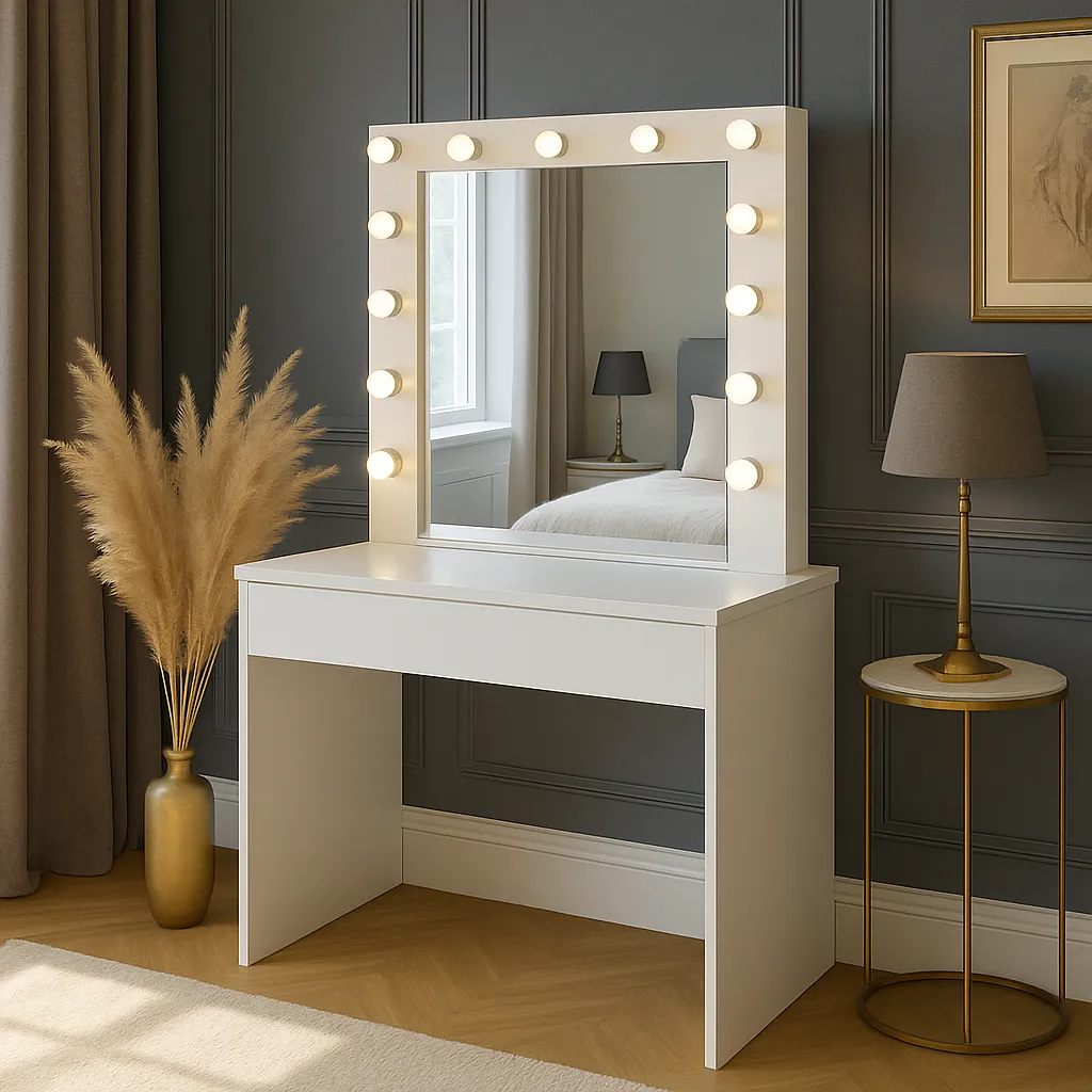 Masă de Toaletă cu LED pentru Machiaj 140.5x80x40cm - MAXY