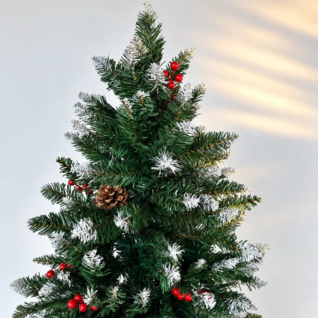 Brad Artificial de Crăciun 210 cm, cu Conuri și Fructe Roșii - MAXY